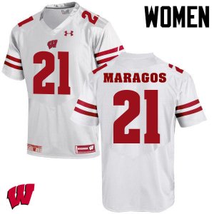 Women's Wisconsin Badgers NCAA #21 Chris Maragos White Authentic Under Armour Stitched College Football Jersey FA31F77OF
